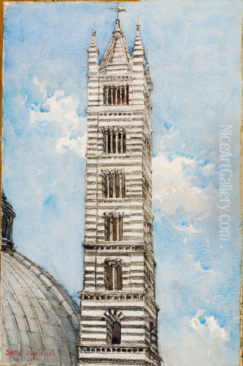 Cathedral Tower, Siena Oil Painting by Cass Gilbert