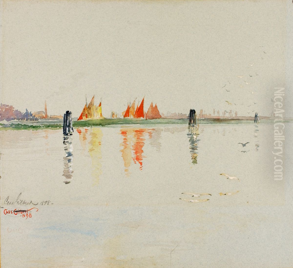 The Lagoon, Venice Oil Painting by Cass Gilbert