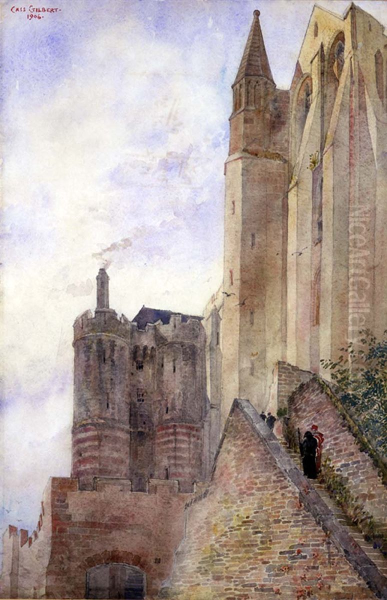 Mont Saint Michel, France Oil Painting by Cass Gilbert