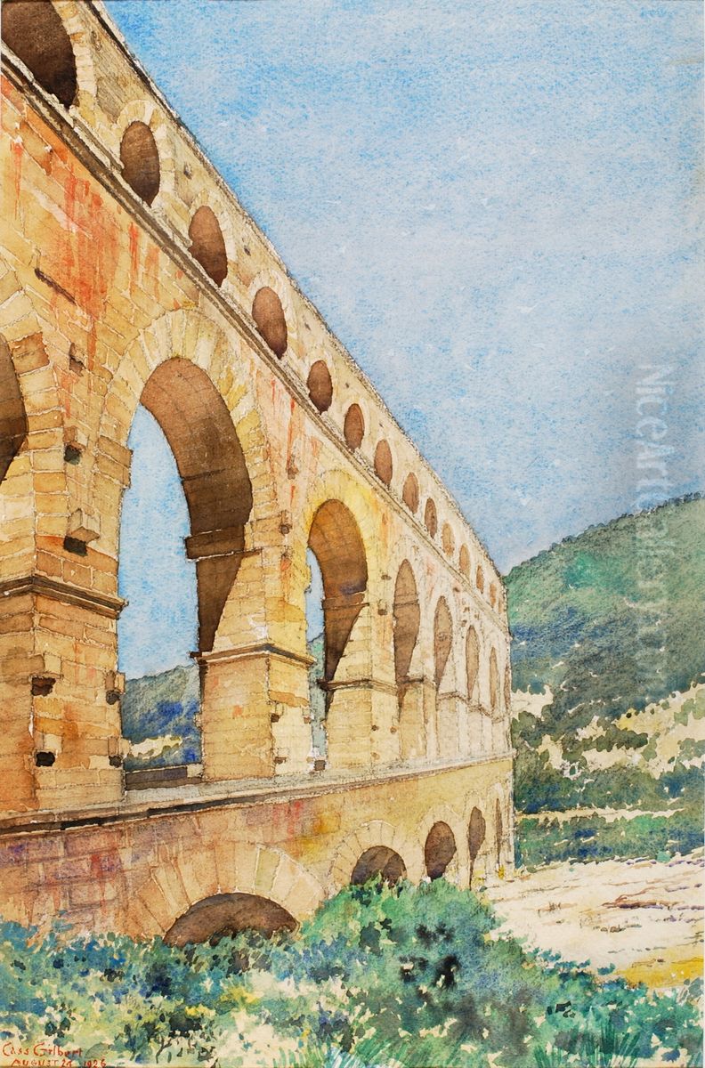 Pont du Gard, France Oil Painting by Cass Gilbert