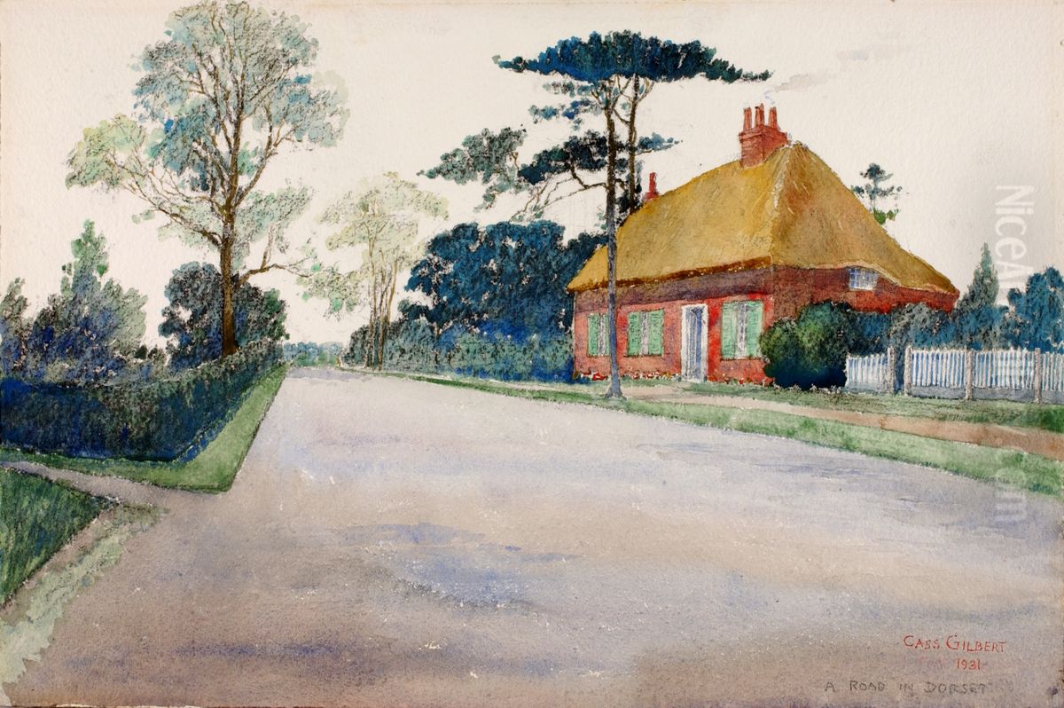 A Road in Dorset Oil Painting by Cass Gilbert
