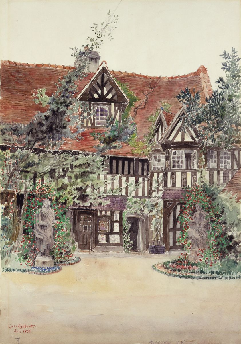 The Smaller Courtyard, Hotel Guilleaume le Conquerant, Dives, France Oil Painting by Cass Gilbert