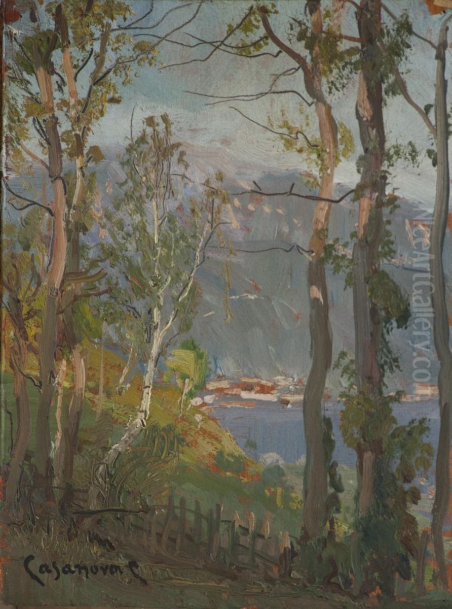 Scorcio Di Lago Oil Painting by Carlo Casanova