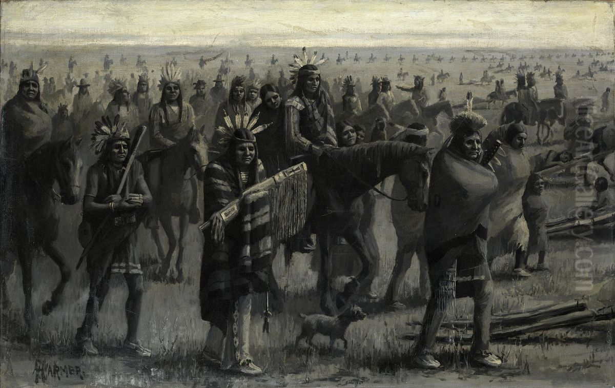 Indians Migrating Oil Painting by Alexander F. Harmer