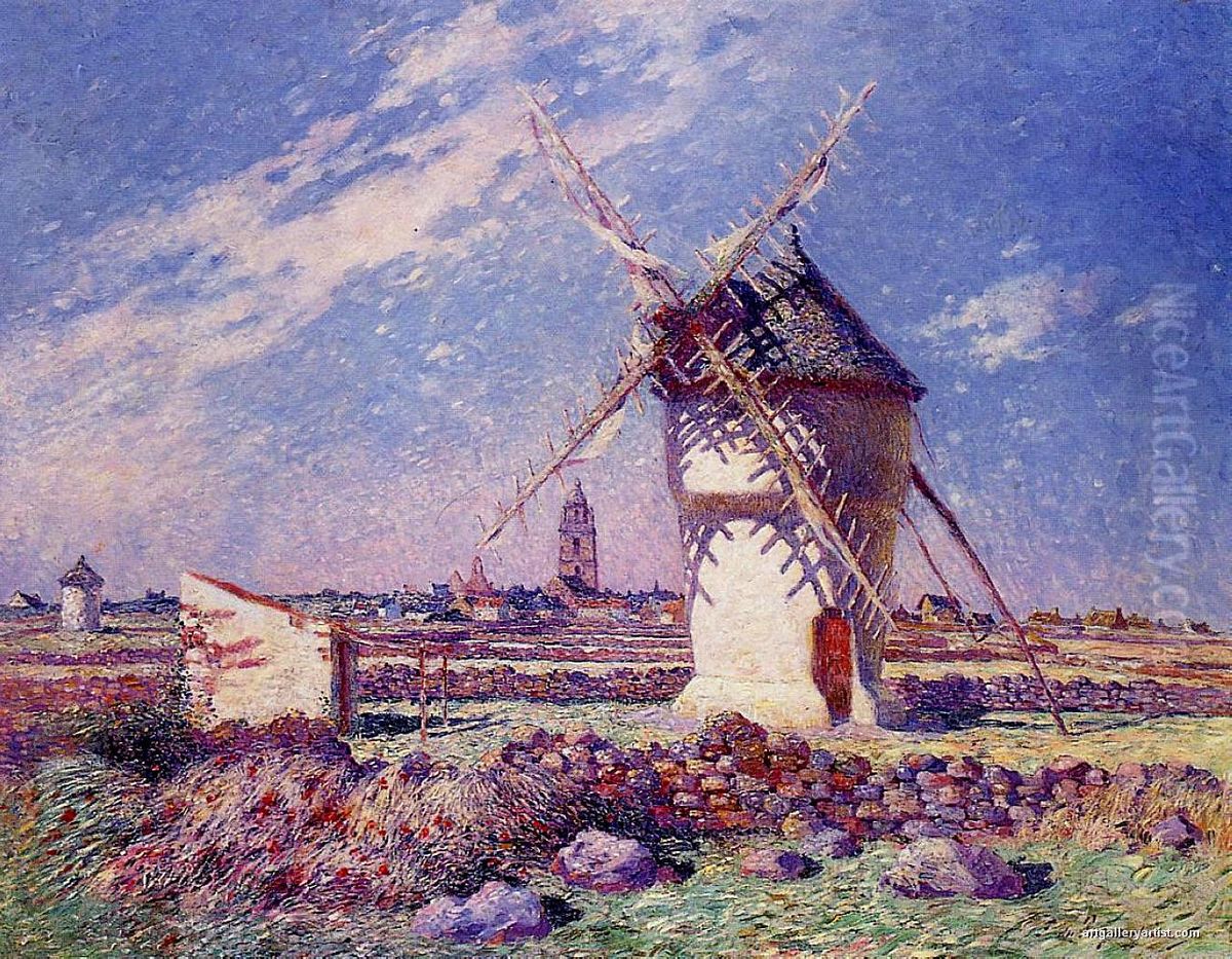 Windmills near the Town of Batz Oil Painting by Ferdinand du Puigaudeau