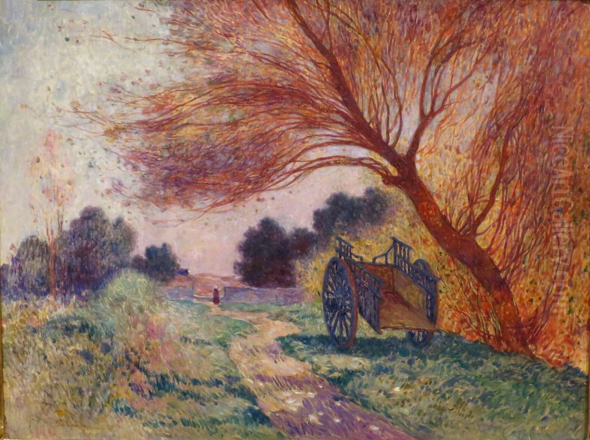 The Cart at the Side of the Path Oil Painting by Ferdinand du Puigaudeau