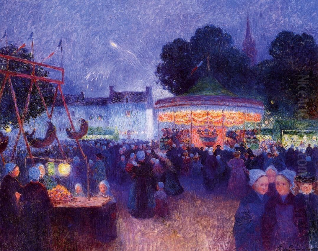 Carnival at Night, Saint-Pal de Leon Oil Painting by Ferdinand du Puigaudeau