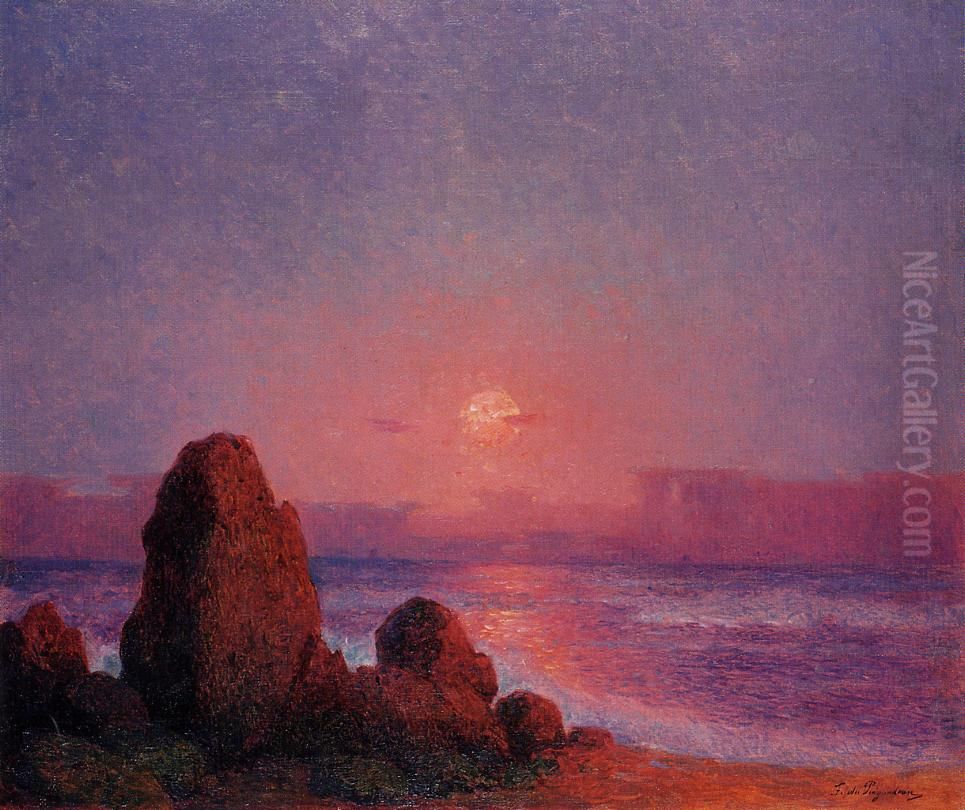 Sunset of the Breton Coast Oil Painting by Ferdinand du Puigaudeau