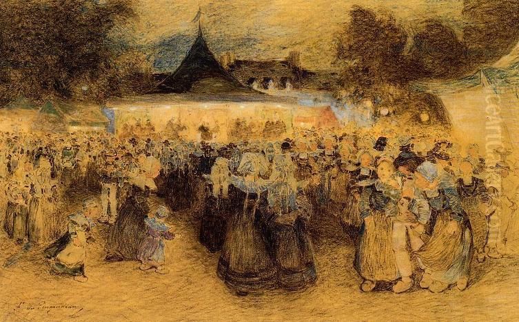 Breton Festival Oil Painting by Ferdinand du Puigaudeau
