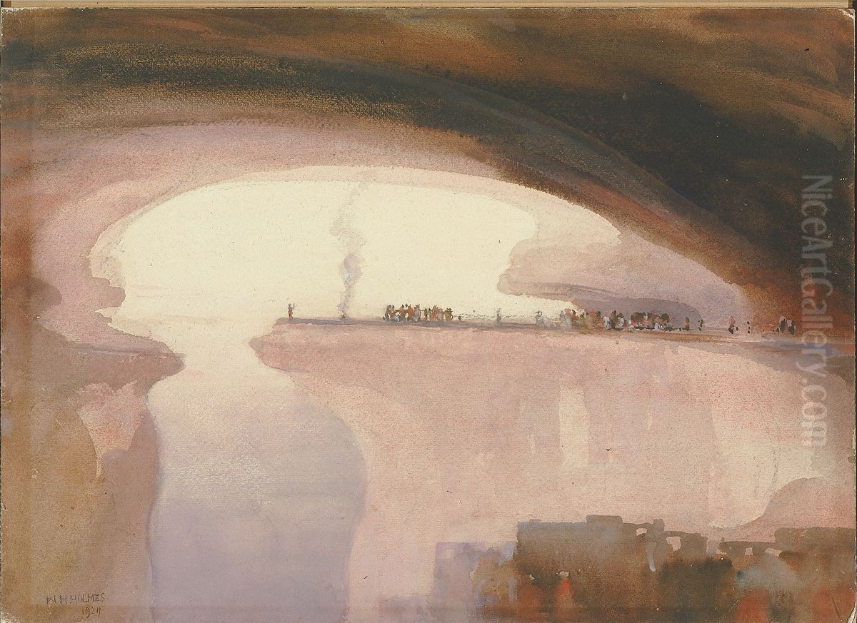 A Cliff Dweller's Ceremony, Colorado Oil Painting by William Henry Holmes