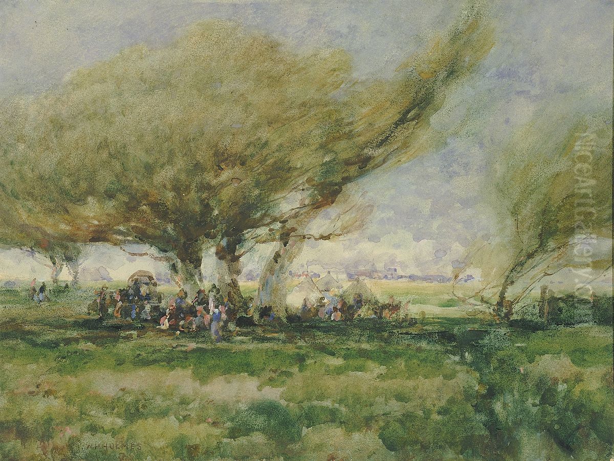 A Gypsy Camp Oil Painting by William Henry Holmes