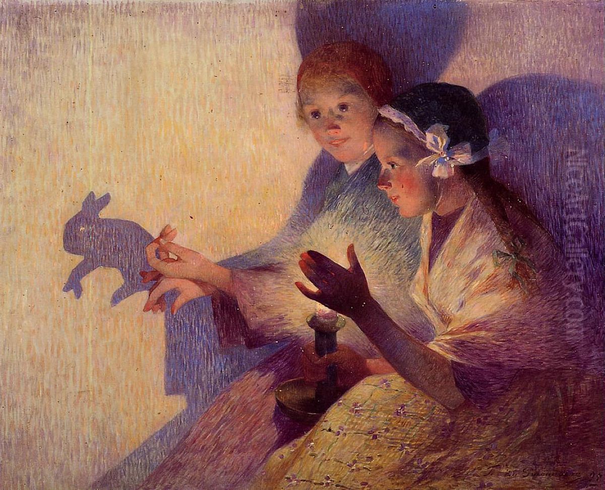 Chinese Shadows, the Rabbit Oil Painting by Ferdinand du Puigaudeau