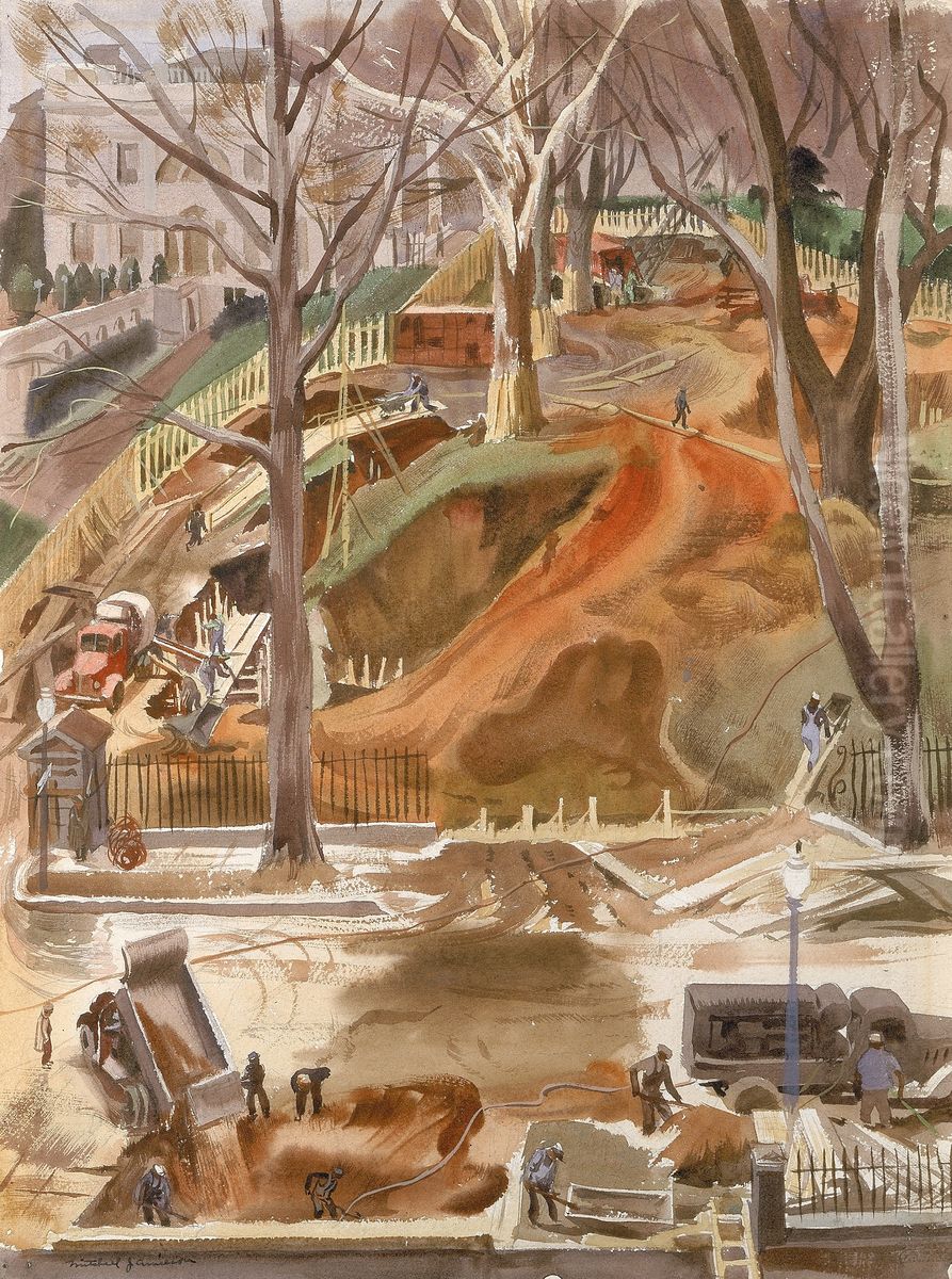 Excavation at the White House Oil Painting by Mitchell Jamieson