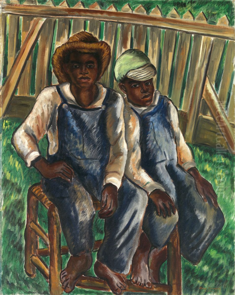 Brothers Oil Painting by Malvin Gray Johnson