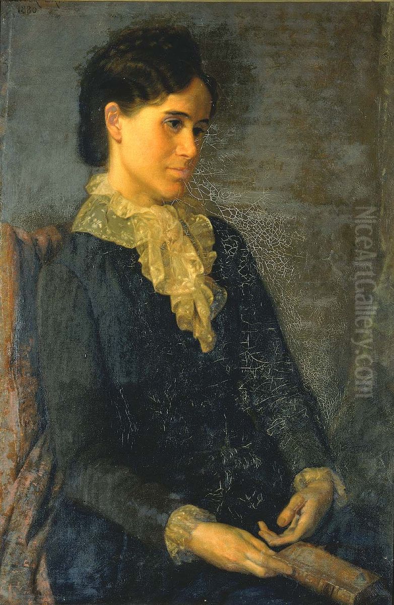 Hester Marian Wait Lay, Portrait of the Artist's Wife Oil Painting by Oliver Ingraham Lay
