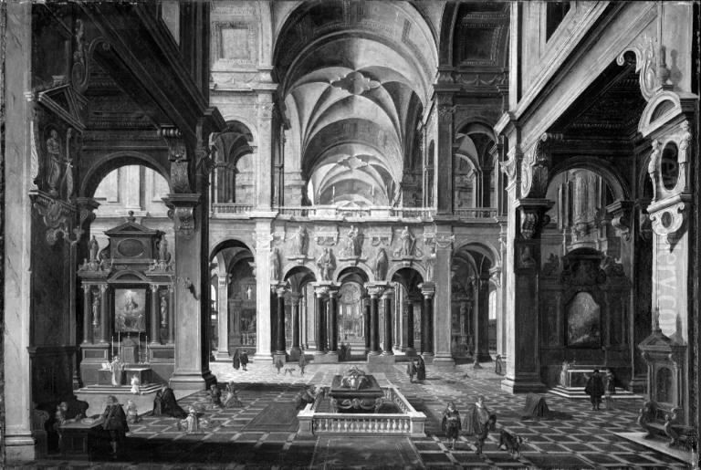 Det indre af en kirke Oil Painting by Esaias Van De Velde