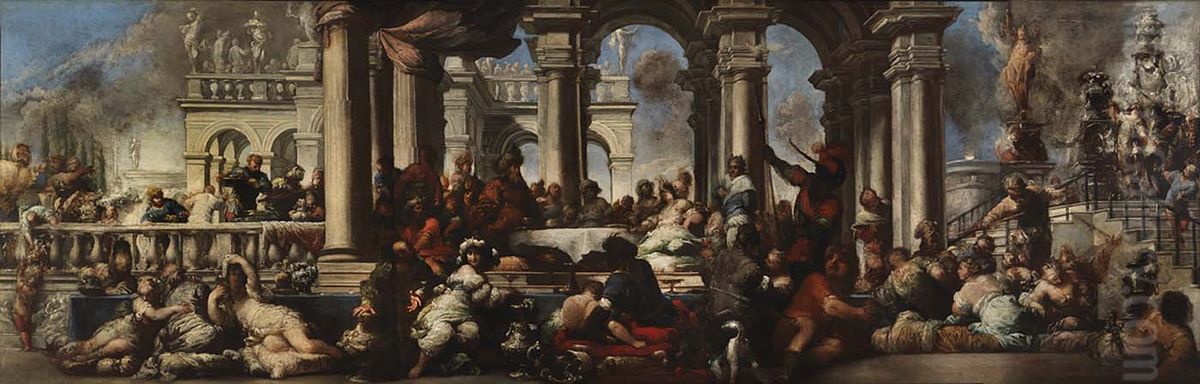 The Banquet of Cleopatra Oil Painting by Sebastiano Mazzoni