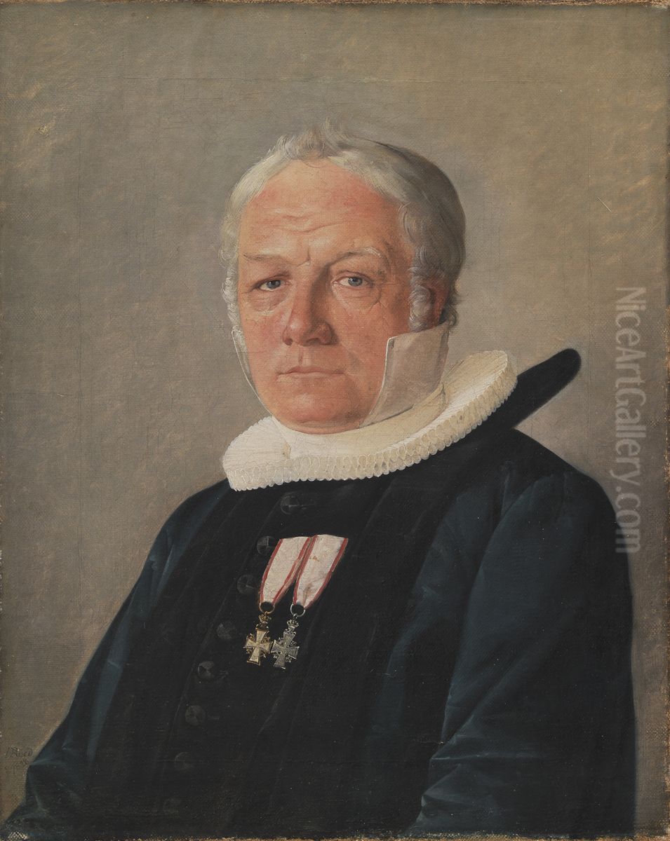 P.H. Monster, Rural Dean in Soro, later Bishop of Aarhus Oil Painting by Jorgen Roed