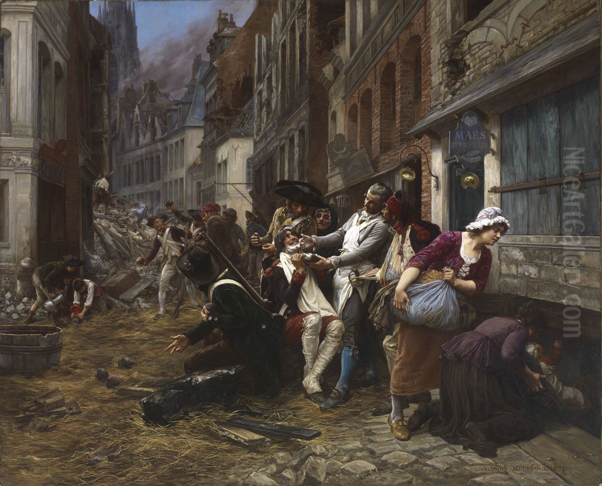 Episode of the Siege of Lille, 1792 Oil Painting by Gaston-Theodore Melingue
