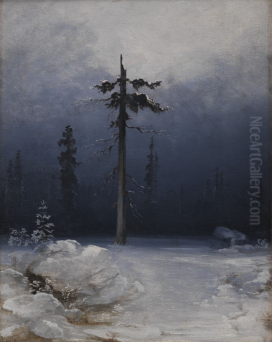 Trae i vinterskov Oil Painting by Peder Balke