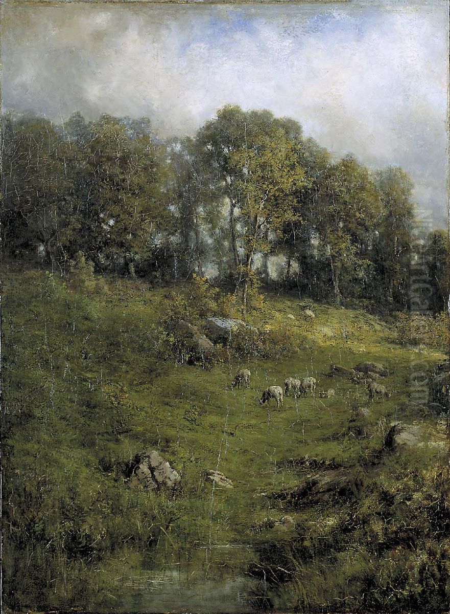 A Hillside Pasture Oil Painting by Robert Crannell Minor Sr.