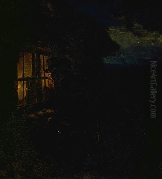 Kaeltringbal. Blicher ved taterhytten Oil Painting by Hans Smidth