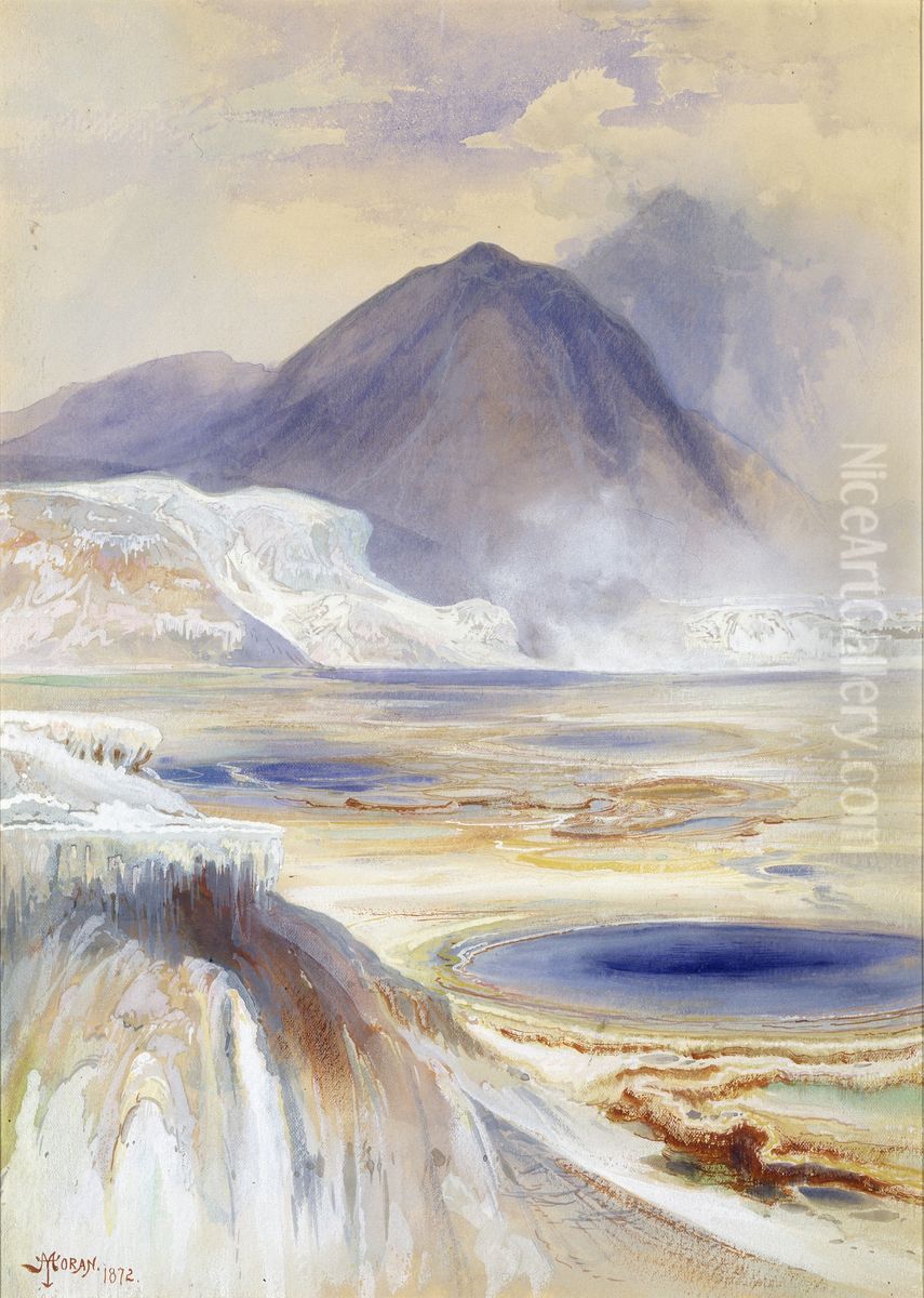 Mammoth Hot Springs, Yellowstone Oil Painting by Thomas Moran