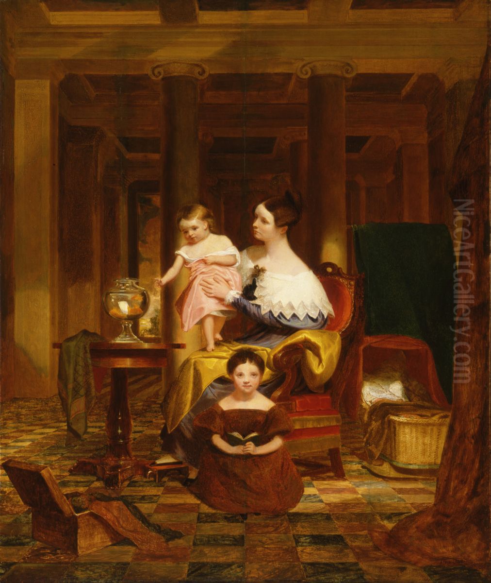The Goldfish Bowl (Mrs. Richard Cary Morse and Family) Oil Painting by Samuel Finley Breese Morse