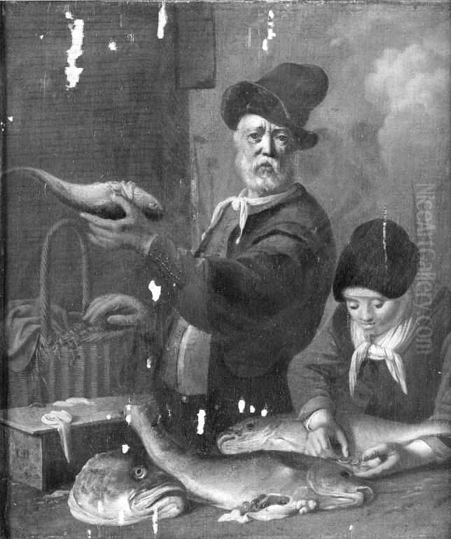 The Fishmonger Oil Painting by Ludolf Bakhuizen
