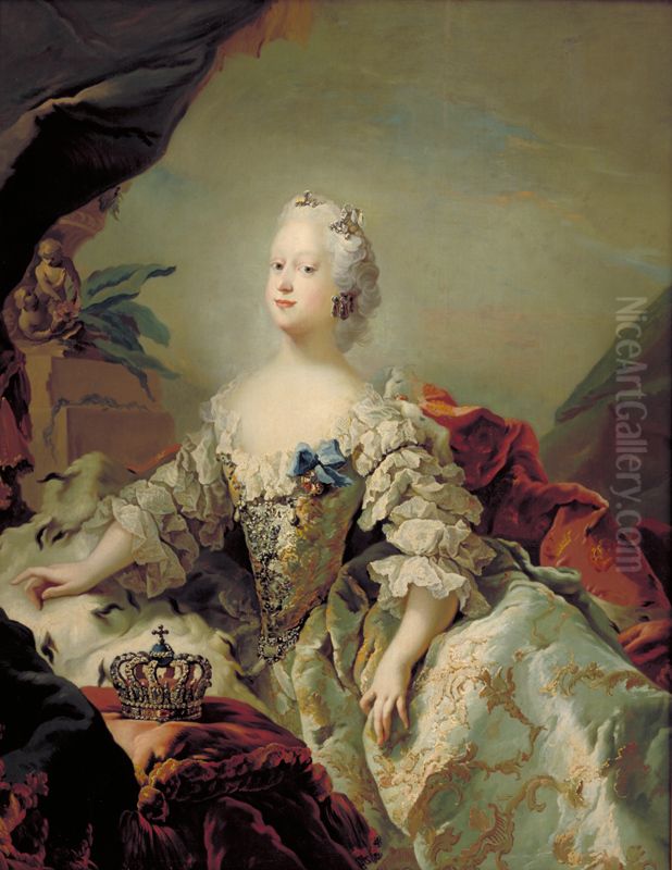 Portraet af Louise, Frederik V's forste dronning, i salvingsdragt Oil Painting by Carl Gustaf Pilo