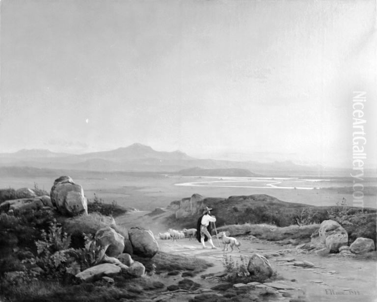 Landskab fra bjergene ved Verona Oil Painting by Frederik Rohde