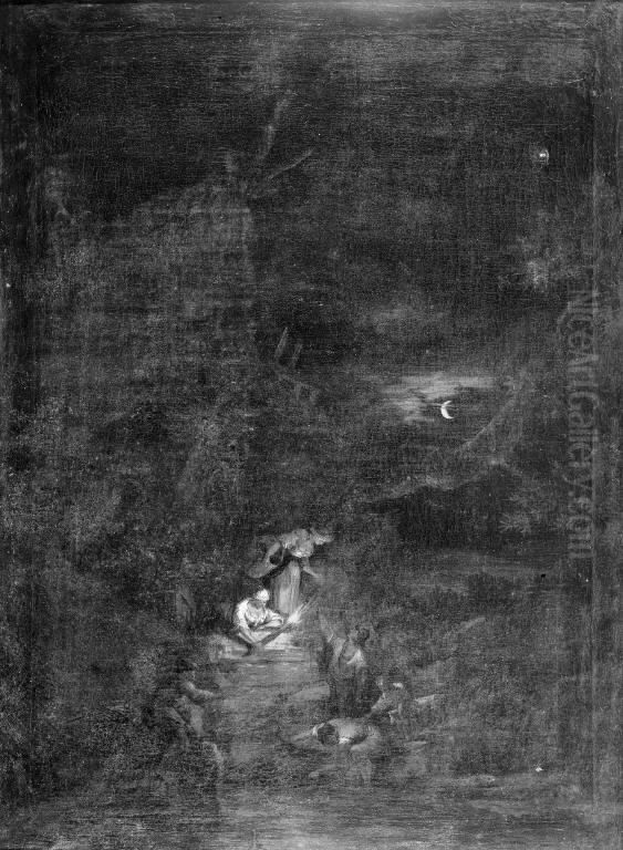 Moonlight Oil Painting by Christoph Ludwig Agricola