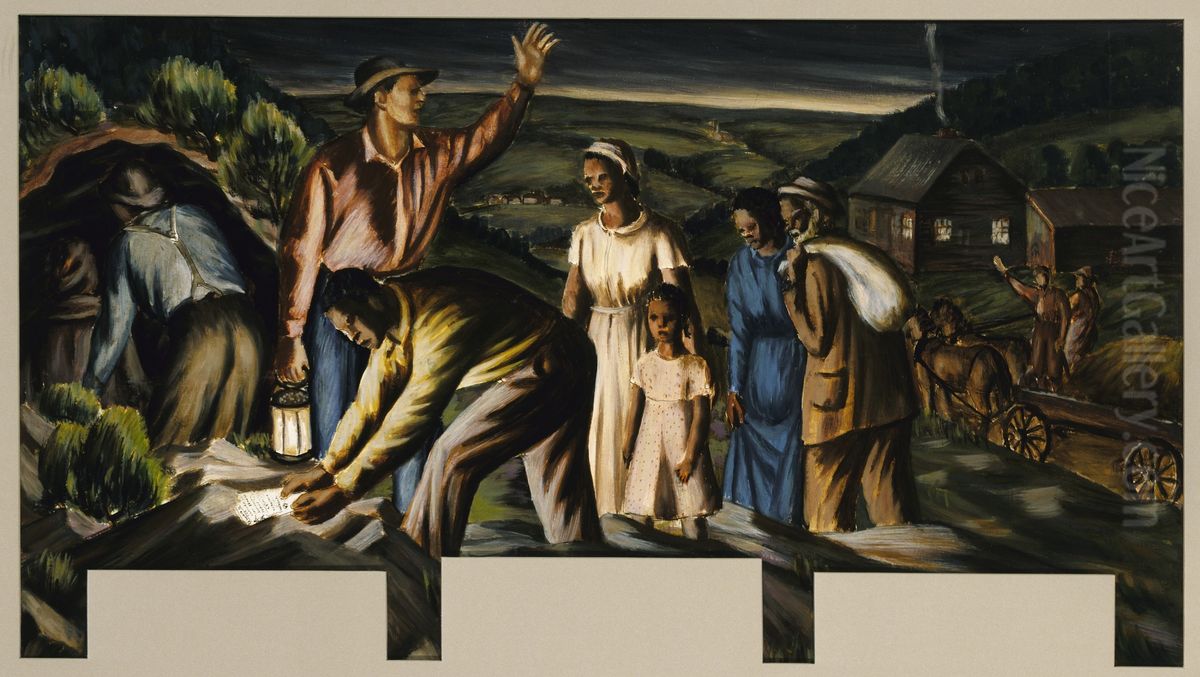 The Underground Railroad (mural study, Dolgeville, New York Post Office) Oil Painting by James Michael Newell