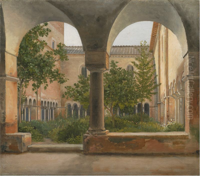 The Cloisters of San Lorenzo fuori le mura in Rome Oil Painting by Christoffer Wilhelm Eckersberg