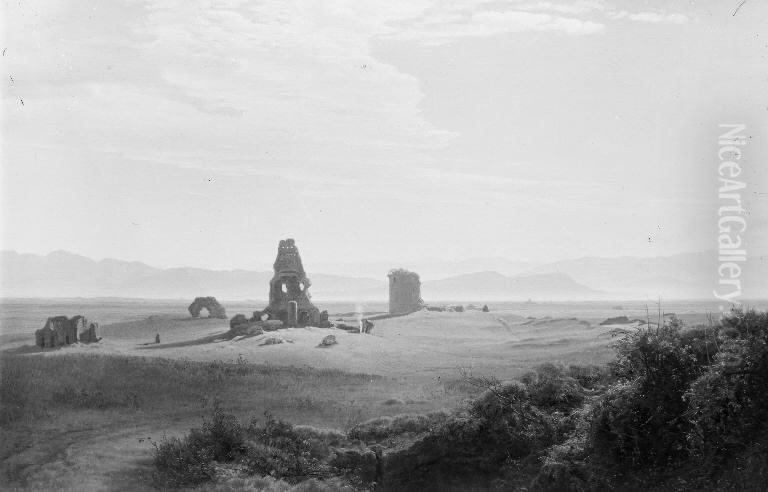 Ruins in the Roman Campagna Oil Painting by Janus Andreas Bartholin La Cour