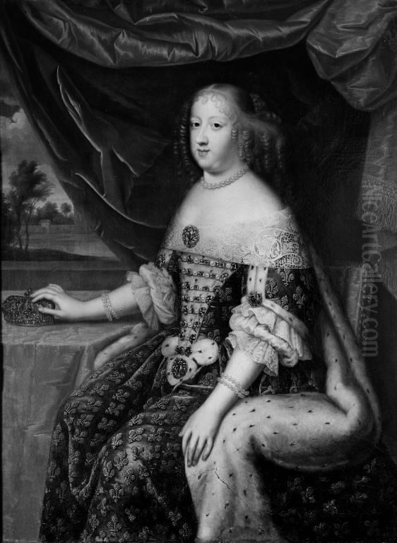 Queen Marie Therese of France  (1638-1683) Oil Painting by Pierre Mignard I