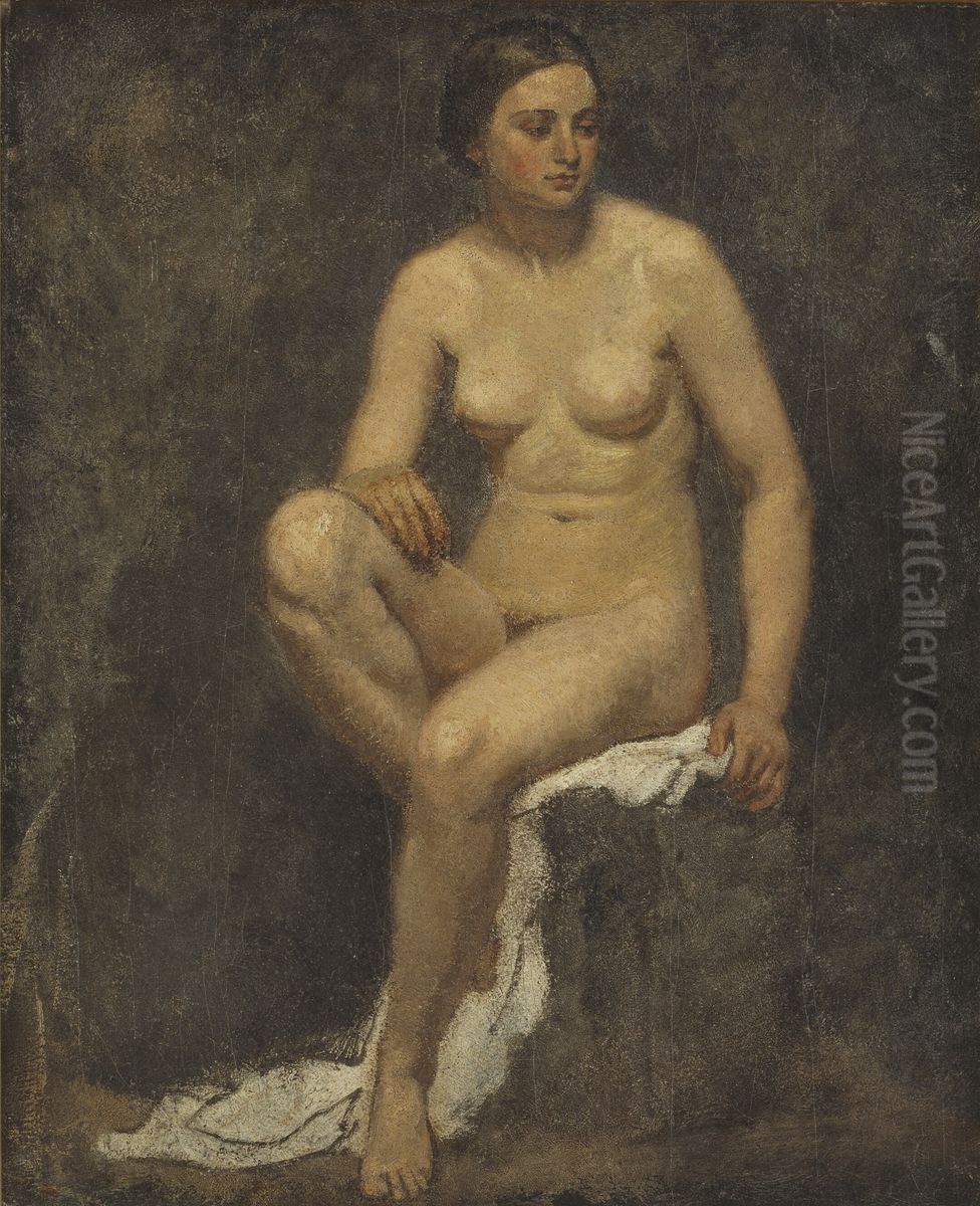 Female Nude in the Studio of Thomas Couture Oil Painting by Lorenz Frolich