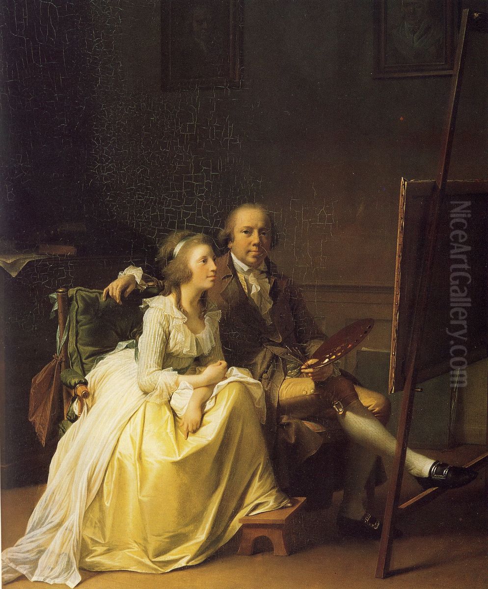 Kunstneren og hans hustru Rosine, f. Dorschel Oil Painting by Jens Juel