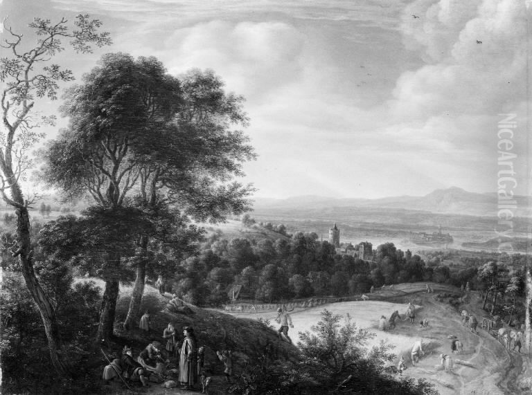 Harvest in the Rhineland Oil Painting by Herman Saftleven