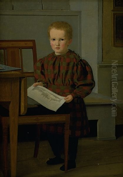 The Painter C.W. Eckersberg's Son Julius in his Fathers Studio Oil Painting by Christen Kobke