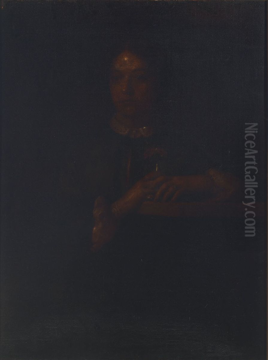 Sarah Leaning on a Bannister Oil Painting by William Page