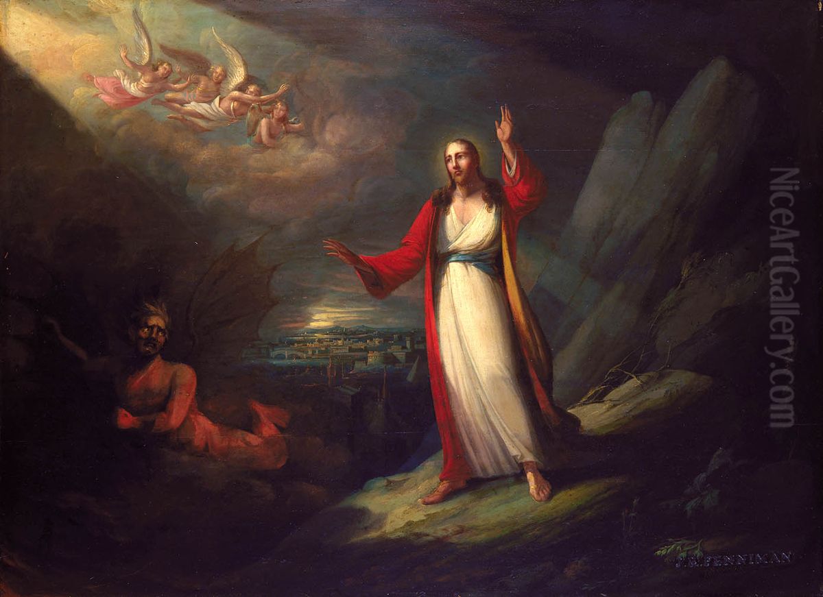 Christ Tempted by the Devil Oil Painting by John Ritto Penniman