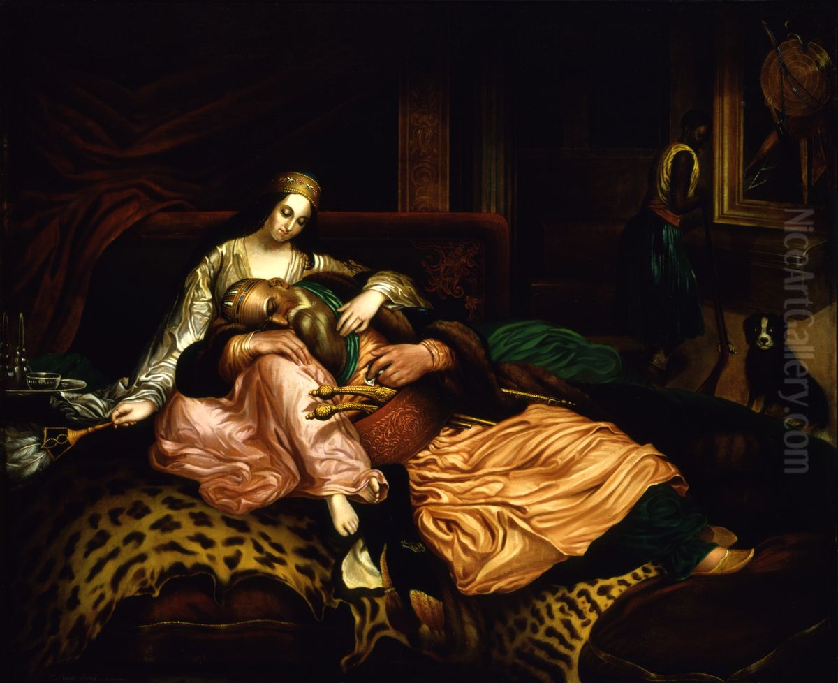 (Interior Scene with Sultan and Concubine) Oil Painting by Thomas Buchanan Read