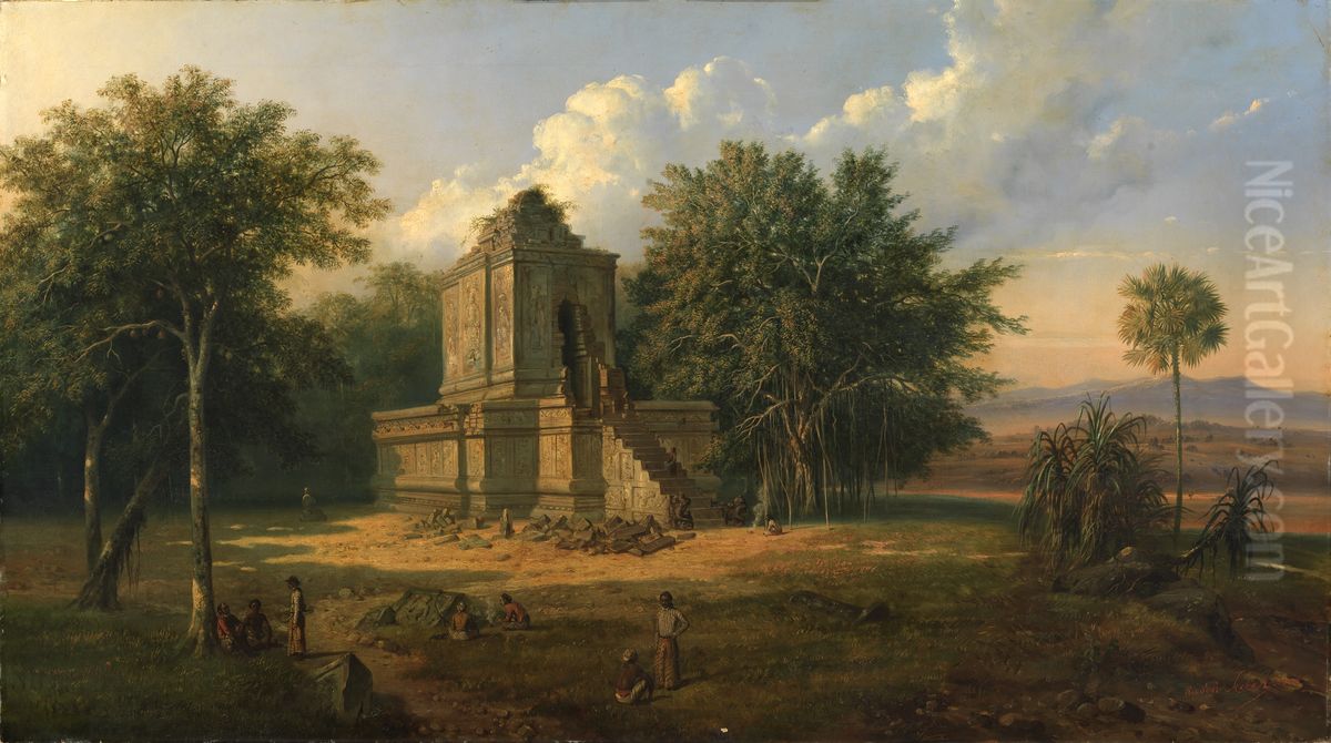 Reruntuhan candi Jawa Oil Painting by Raden Saleh