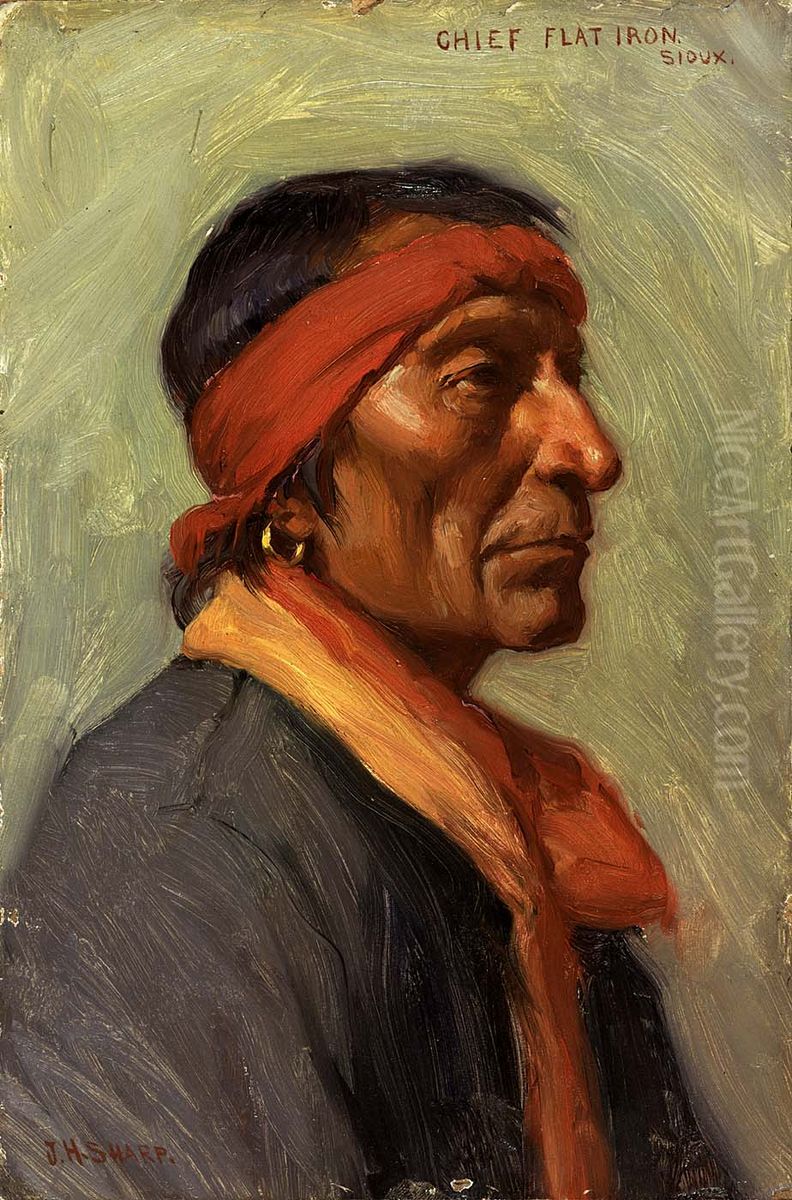 Chief Flat Iron Oil Painting by Joseph Henry Sharp