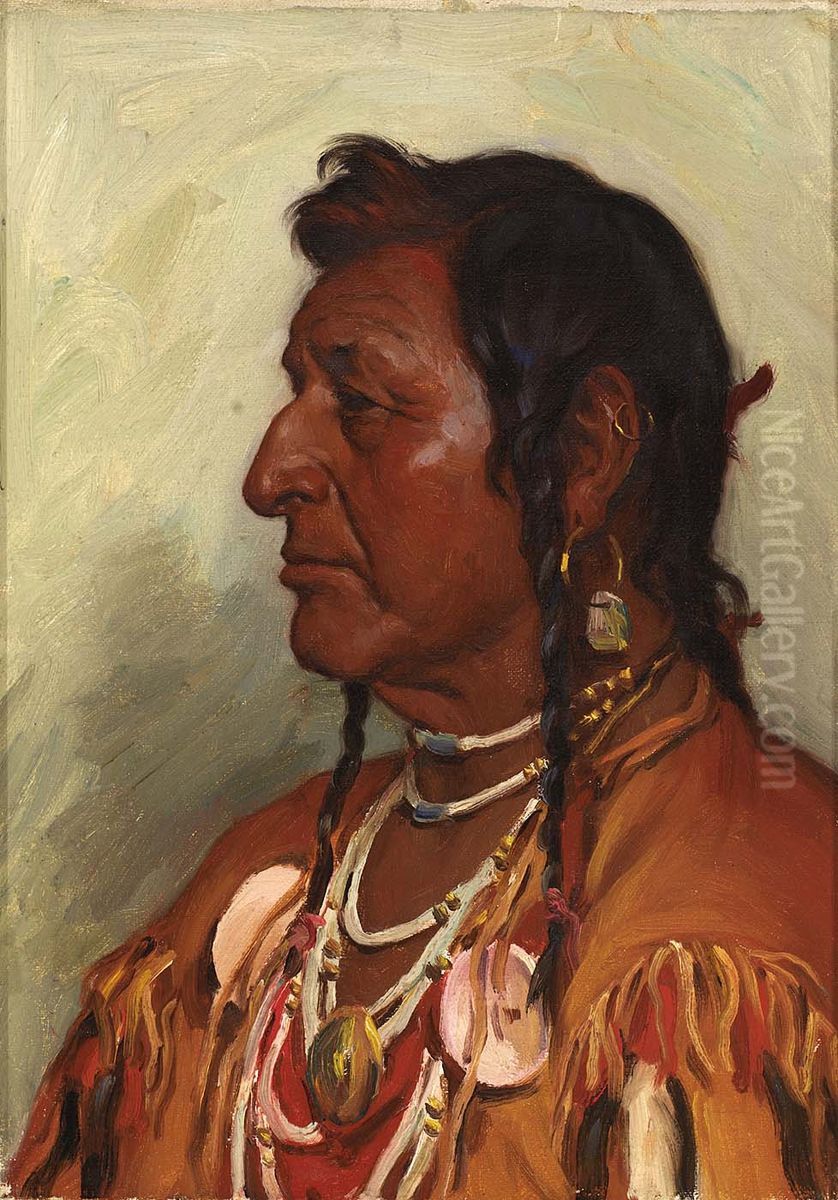 White Swan Oil Painting by Joseph Henry Sharp