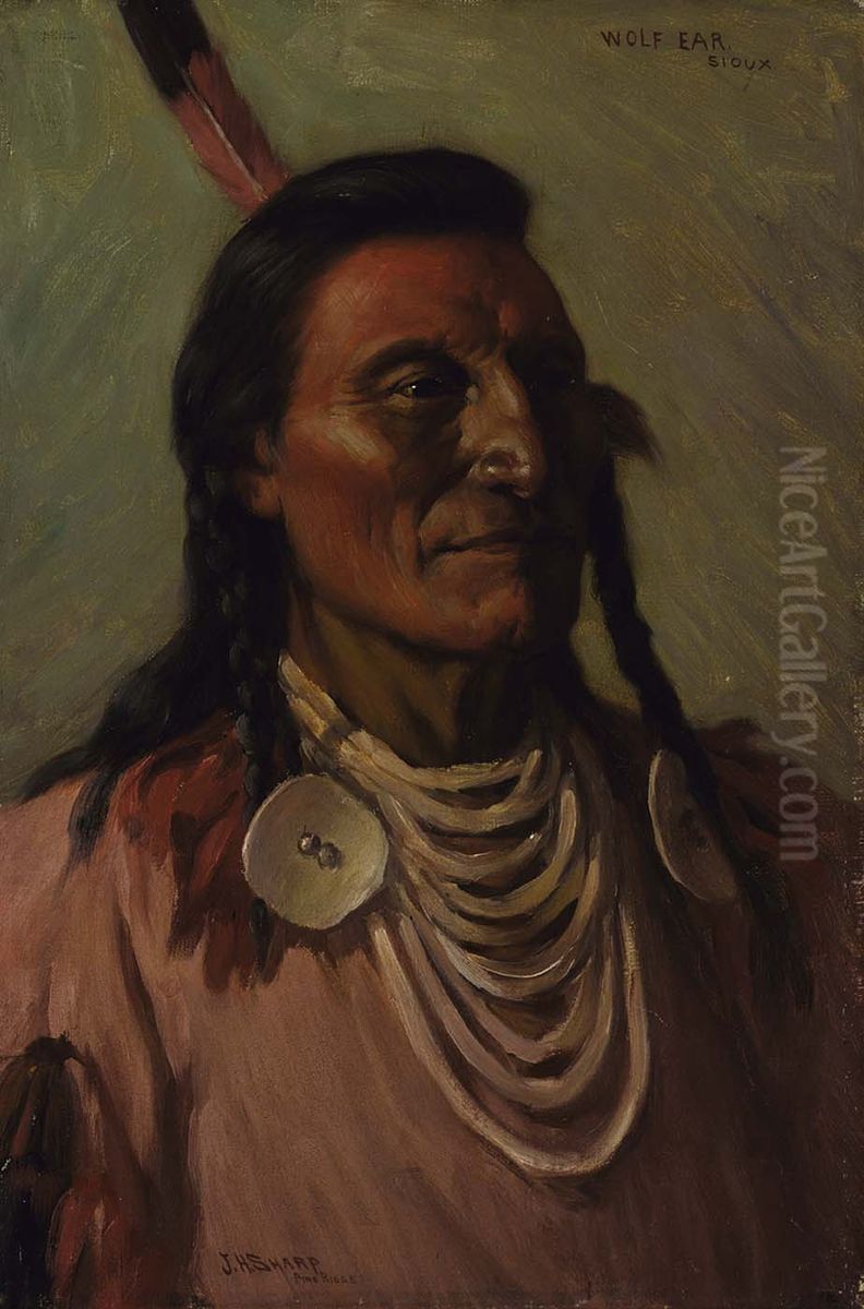 Wolf Ear Oil Painting by Joseph Henry Sharp