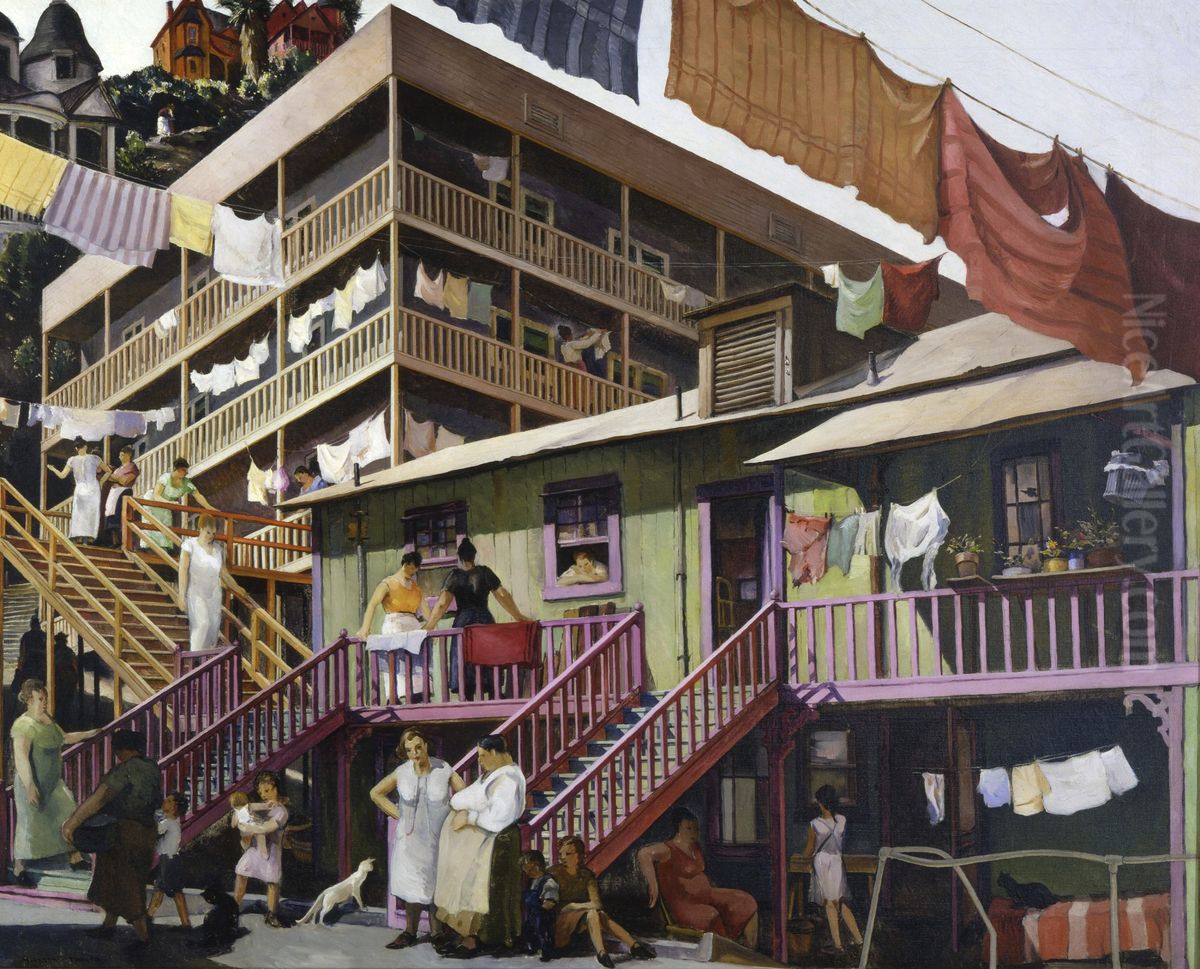 Tenement Flats Oil Painting by Millard Sheets