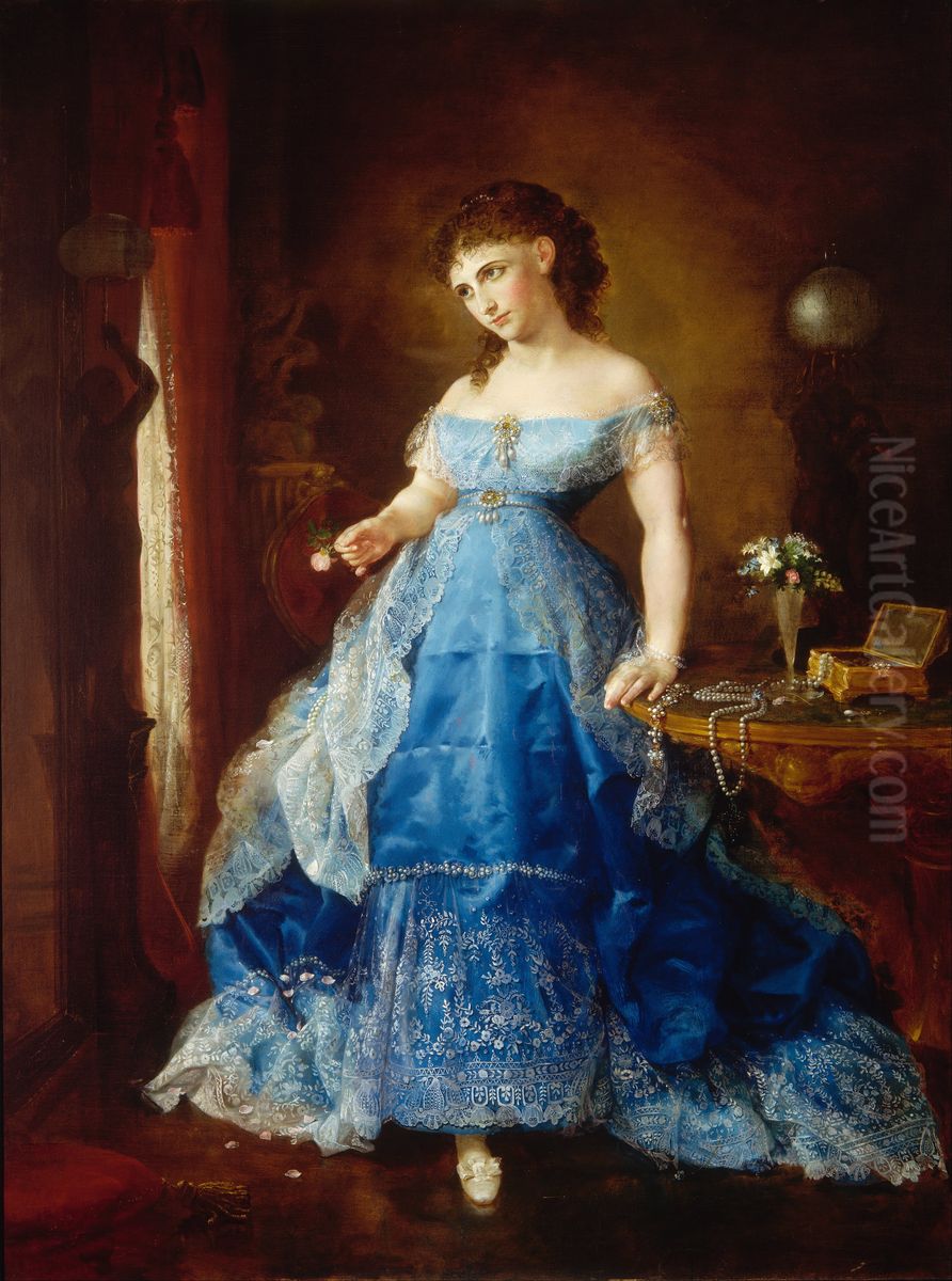 We Both Must Fade (Mrs. Fithian) Oil Painting by Lilly Martin Spencer