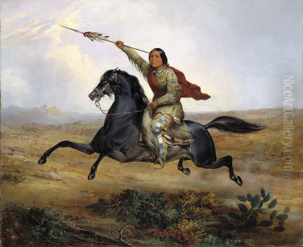 Ko-rak-koo-kiss, a Towoccono Warrior Oil Painting by John Mix Stanley